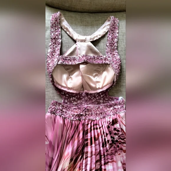 Women's Pink Formal, Prom of Cocktai Dress with Sequins, Stones & Embellishments - Picture 9 of 16